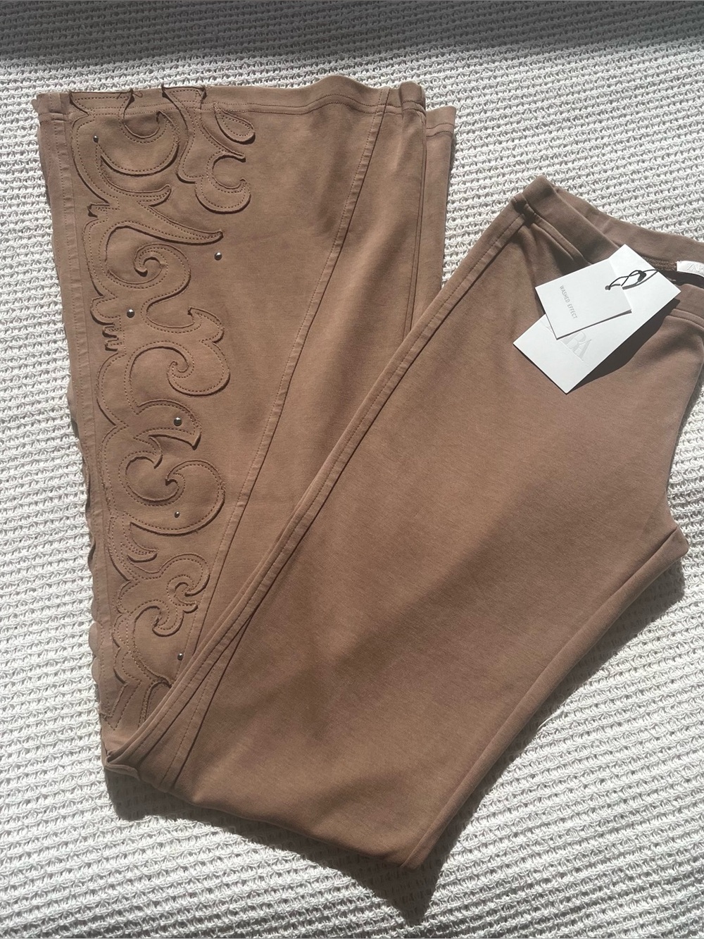 ZARA NWT Flare Cotton Embroidered Pants